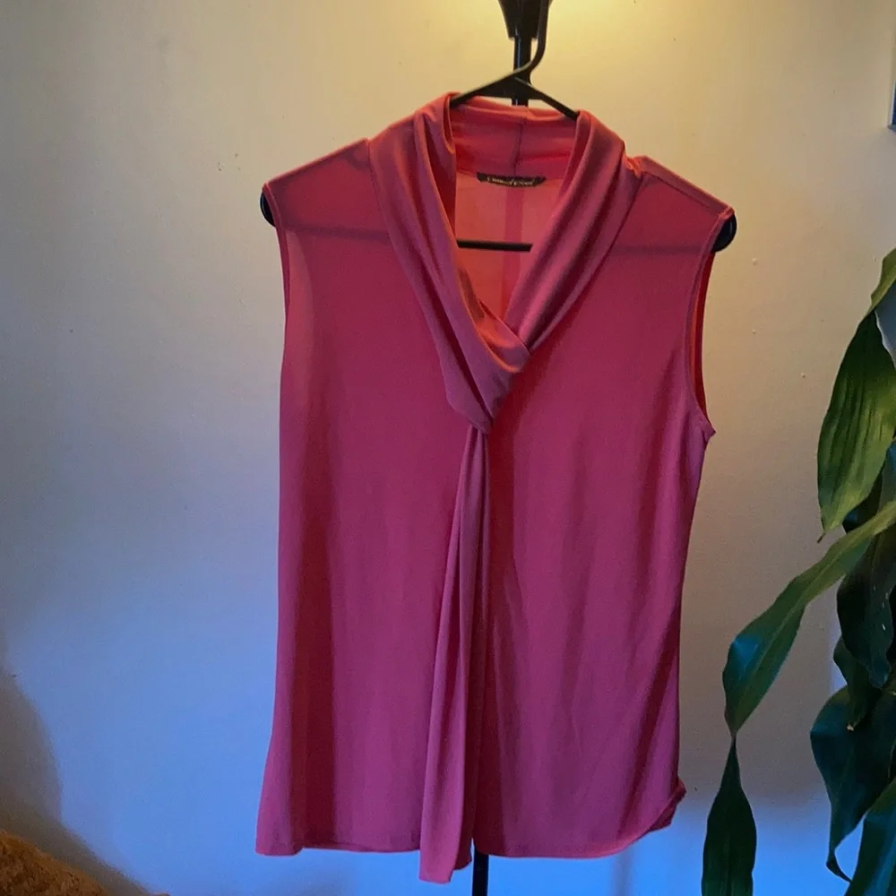 Orange professional/business casual sleeveless shirt with tie detail L - Picture 1 of 4